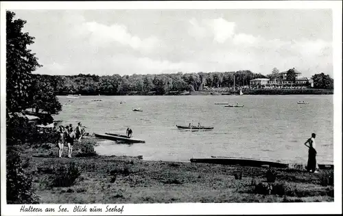 Ak Haltern am See, Blick zum Seehof, Ruderboote, Badende