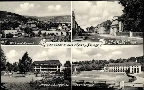 Ak Hennef an der Sieg, Frankfurterstraße, Sportschule, Kurhaus, Panorama