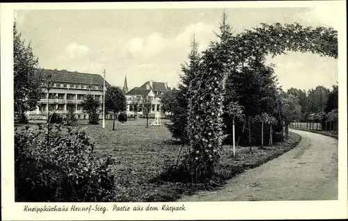 Ak Hennef an der Sieg, Kneippkurhaus, Kurgarten