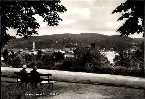 Ak Hagen in Westfalen, Panorama v. Funckepark gesehen