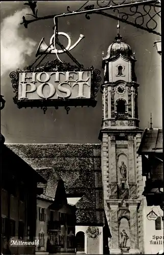 Ak Mittenwald in Oberbayern, Hotel Post
