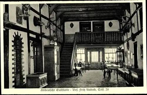 Ak Himmighausen Nieheim Westfalen, Altdeutsche Gaststätte, Fritz Kukuk, Geweihe