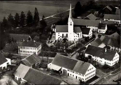 Ak Kleinaitingen Schwaben, Teilansicht, Kirche, Luftbild