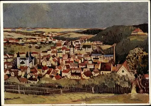 Künstler Ak Schutzmeister, Gernrode Quedlinburg im Harz, Totalansicht 