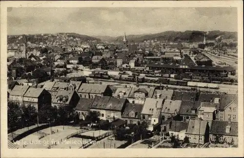 Ak Vejle Jutland Dänemark, Udsigt fra Mollebakken, Panorama, Bahnhof