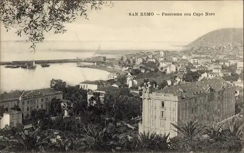 Ak San Remo Ligurien, Panorama con Capo Nero