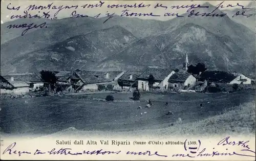 Ak Alta Val Riparia Piemonte, Blick auf den Ort