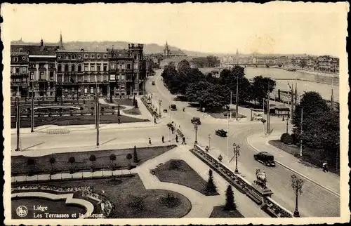 Ak Liège Lüttich Wallonien, Les Terrasses et la Meuse