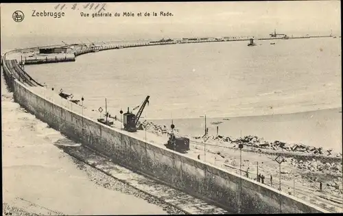 Ak Zeebrugge Westflandern, Vue generale du Mole et de la Rade