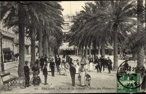 Ak Toulon Var, Place de la Liberté, Allée des Palmiers