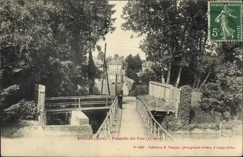 Ak Rugles Eure, Passerelle des Prés