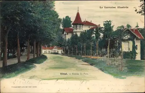 Ak Vittel Lothringen Vosges, Entree du Parc