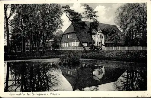 Ak Ostermühlen Beringstedt in Holstein, Ortspartie, Teich