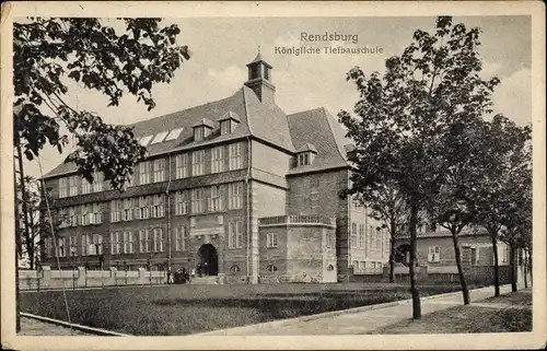 Ak Rendsburg in Schleswig Holstein, Königl. Tiefbauschule