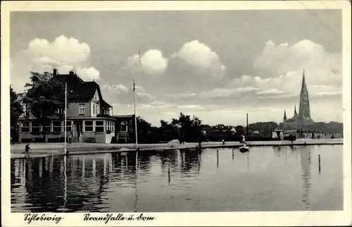 Ak Schleswig an der Schlei, Strandhalle und Dom