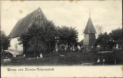 Ak Norderfahrenstedt Böklund in Schleswig, Kirche, Friedhof