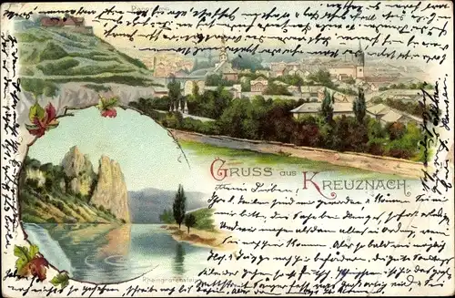 Litho Bad Kreuznach in Rheinland Pfalz, Panorama, Rheingrafenstein