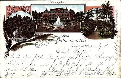 Litho Frankfurt am Main, Palmengarten, Wasserfall