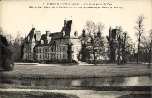 Ak Marchais Aisne, Château, Vue d'une partie du Parc, Schloss