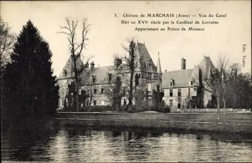 Ak Marchais Aisne, Château, Vue du Canal