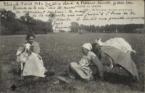 Ak Scene du Centre, Touraine, Groupe symathique