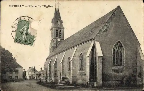 Ak Epuisay Loir et Cher, Place de l´Eglise