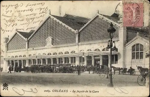 Ak Orléans Loiret, La facade de la Gare