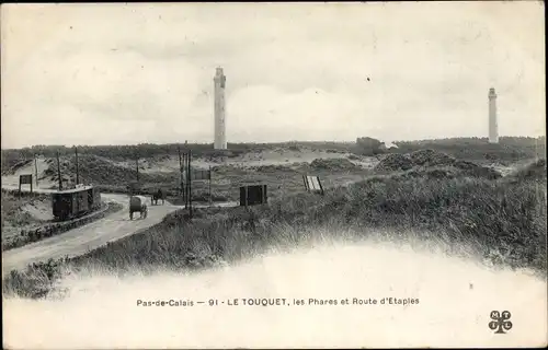 Ak Le Touquet Pas de Calais, Les Phares, Route d'Etaples