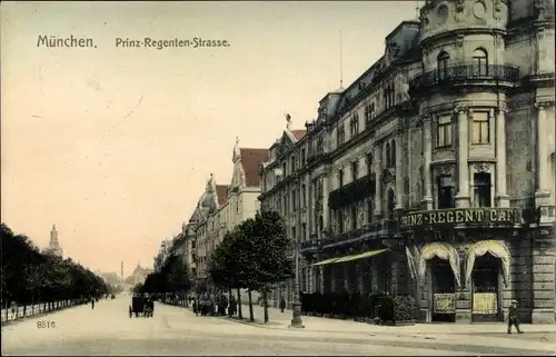 Ak München Bayern, Prinz Regenten Straße mit Cafe