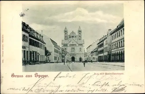 Ak Speyer am Oberrhein Rheinland Pfalz, Dom und Maximilianstraße