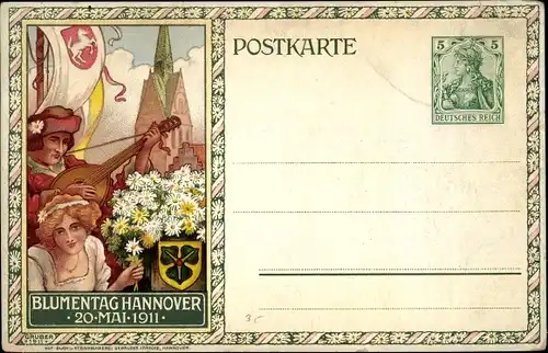 Ganzsachen Litho Hannover in Niedersachsen, Blumentag 1911