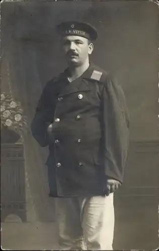 Foto Ak Deutscher Seemann in Uniform, SMS Wettin