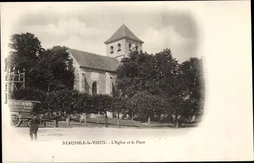 Ak Neauphle le Vieux Yvelines, L'Eglise, La Place