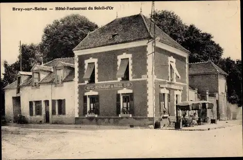 Ak Bray sur Seine Seine et Marne, Hotel Restaurant du Soleil d'Or