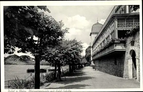 Ak Unkel am Rhein, Rheinpromenade mit Hotel Schulz