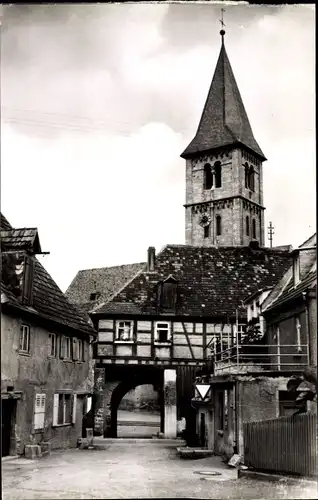 Ak Randersacker am Main Unterfranken, Straßenpartie, Kirchturm