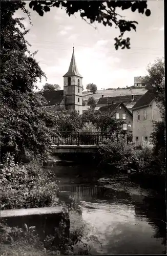 Ak Auerbach Karlsbad in Baden, Teilansicht mit Brücke