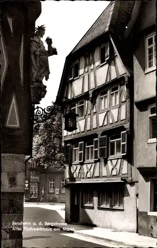 Ak Bensheim an der Bergstraße Hessen, Fachwerkhaus am Markt