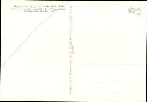 Ak Horn Bad Meinberg am Teutoburger Wald, Bierstube im Hotel zur Post