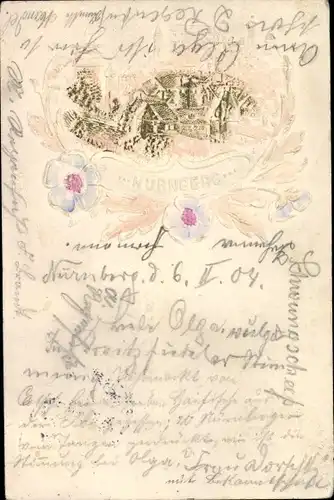 Präge Ak Nürnberg in Mittelfranken, Häuser, Blumen