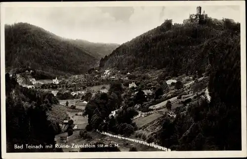 Ak Bad Teinach Zavelstein im Schwarzwald, Teilansicht mit Ruine Zavelstein