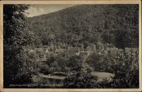 Ak Stecklenberg Thale im Harz, Wurmtal mit Bad