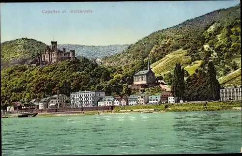 Ak Capellen Kapellen Stolzenfels Koblenz am Rhein, Panorama mit Schloss Stolzenfels