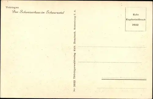 Ak Schwarzburg im Schwarzatal Thüringen, Blick auf Gasthaus Schweizerhaus