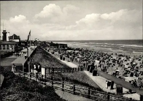 Ak Nordseebad Wangerooge in Ostfriesland, Strand mit Promenaden