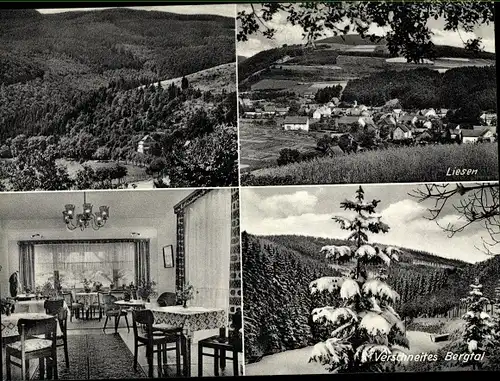 Ak Liesen Hallenberg Sauerland, Ort, Landschaft, verschneites Bergtal, Innenansicht