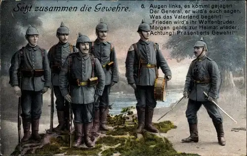 Ak Setzt zusammen die Gewehre, deutsche Soldaten in Uniformen