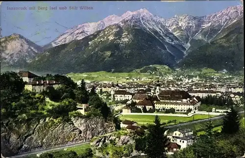 Ak Innsbruck in Tirol, Berg Isel, Stift Wilten, Blick auf den Ort