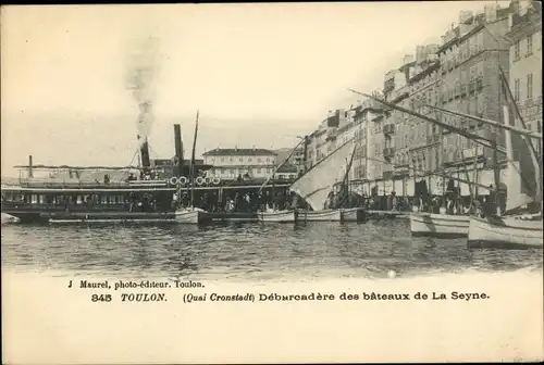 Ak Toulon Var, Quai Cronstadt, Débarcadére des bateaux de la Seyne