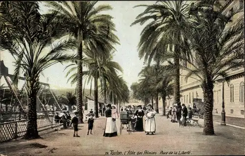 Ak Toulon Var, Allée des Palmiers, Place de la Liberté